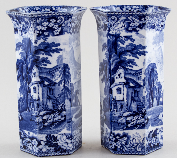 Vases pair of hexagonal c1900